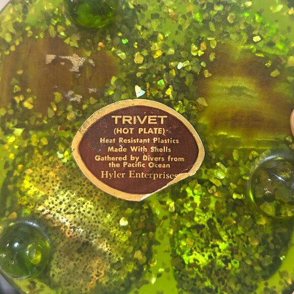 VTG MCM Pacific Ocean Abalone Seashell Lucite Trivet Hot Plate 5.5" Hyler - Picture 4 of 5